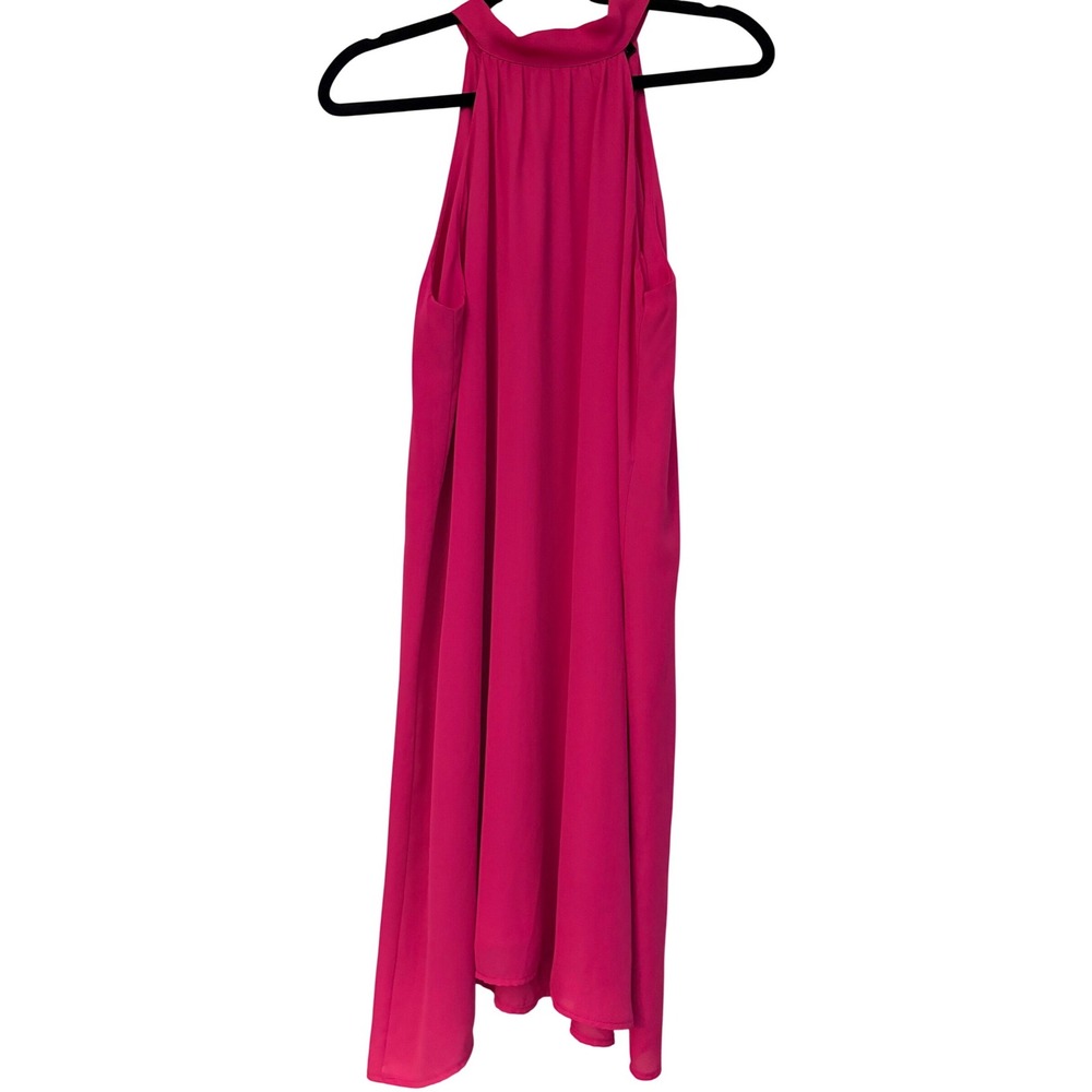 Vision USA Hot Pink Halter Neck Tie Back Open Back Mini‎ Dress D1128 Pink L